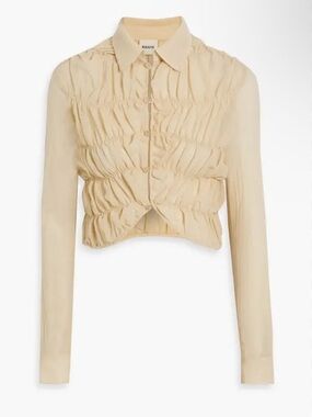 Isalis Gathered Button-Down Sheer Shirt